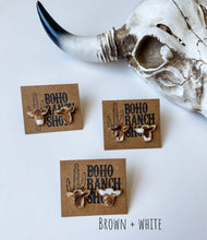 Load image into Gallery viewer, Steer Head Cowhead Cowhide Stud Earrings