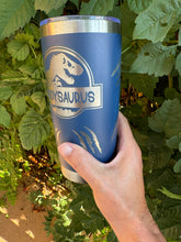 Load image into Gallery viewer, 20oz Laser Engraved Tumbler | Daddysaurus | Jurassic Park Inspired | Custom Tumbler | Personalized | Gift for Dad | Dinosaur Lover