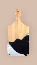 Load image into Gallery viewer, Cowhide Mini Cutting Board | Western Charcuterie Board | 11βx5β Wood Serving Board | Genuine Cowhide Kitchen Decor | Rustic Hostess Gift
