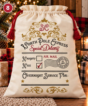 Load image into Gallery viewer, Personalized Santa Sack | North Pole Express Christmas Gift Bag | 9 Designs
