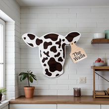 Load image into Gallery viewer, Personalized Cow Head Wall Decor | Farmhouse Cow Sign | Custom Family Name Western Decor