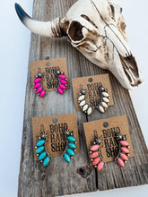 Load image into Gallery viewer, Western Concho Semi Stone Stud Earrings
