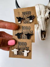 Load image into Gallery viewer, Steer Head Cowhead Cowhide Stud Earrings
