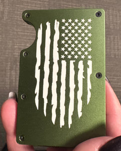 Custom Engraved Slim Wallet | Engraved Wallet | Distressed American Flag| Gift for Best Man | Custom  | Card Wallet | Metal Wall