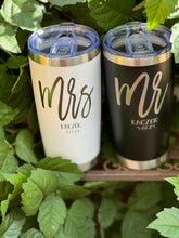 Load image into Gallery viewer, Mr. and Mrs. Tumbler Gift Set | Personalized Bride Groom Name |Anniversary | Wedding Gift | Laser Engraved 20oz
