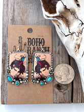 Load image into Gallery viewer, Western Style Pendant with Turquoise Stone Drop Earrings
