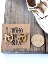 Load image into Gallery viewer, Western Style Horseshoe with Longhorn Skull Earrings
