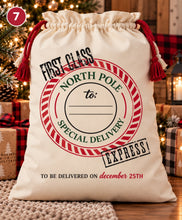 Load image into Gallery viewer, Personalized Santa Sack | North Pole Express Christmas Gift Bag | 9 Designs
