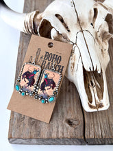 Load image into Gallery viewer, Western Style Pendant with Turquoise Stone Drop Earrings
