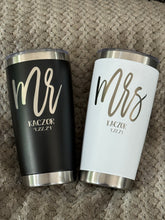 Load image into Gallery viewer, Mr. and Mrs. Tumbler Gift Set | Personalized Bride Groom Name |Anniversary | Wedding Gift | Laser Engraved 20oz

