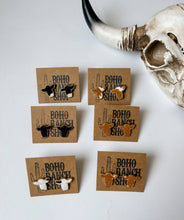 Load image into Gallery viewer, Steer Head Cowhead Cowhide Stud Earrings
