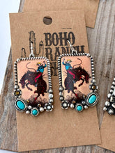 Load image into Gallery viewer, Western Style Pendant with Turquoise Stone Drop Earrings
