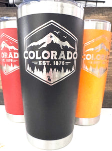 20oz Laser Engraved Tumbler | Colorado Flag | Colorado | Mountain | Custom Tumbler | Personalized