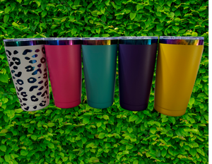 20oz Laser Engraved Tumbler | Full Wrap Leopard Print | Custom Tumbler | Personalized | Rainbow Tumbler