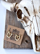 Load image into Gallery viewer, Western Style Horseshoe with Longhorn Skull Earrings
