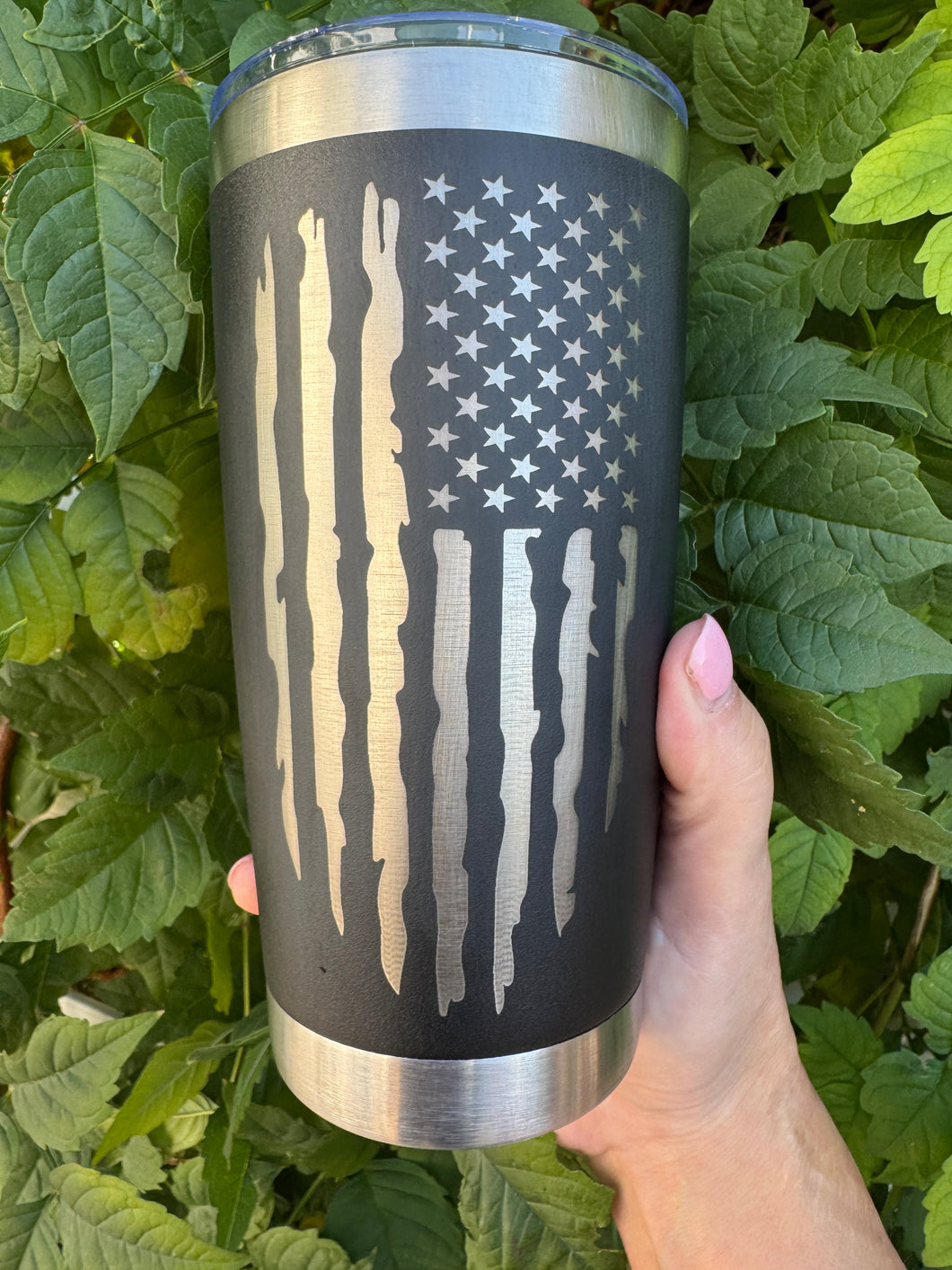 20oz Laser Engraved Tumbler | Distressed American Flag | USA | Custom Tumbler | Personalized