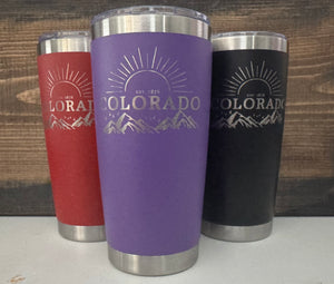 20oz Laser Engraved Tumbler | Colorado Flag | Colorado | Mountain | Custom Tumbler | Personalized