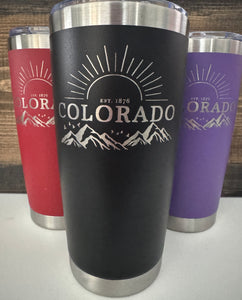 20oz Laser Engraved Tumbler | Colorado Flag | Colorado | Mountain | Custom Tumbler | Personalized