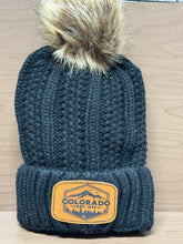 Load image into Gallery viewer, Custom Leather Patch Colorado Beanie | Winter Hat | Custom Beanie | Women’s Winter Hat | Colorado Gift | Rocky Mountains | Pom Pom Beanie
