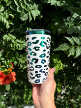 Load image into Gallery viewer, 20oz Laser Engraved Tumbler | Full Wrap Leopard Print | Custom Tumbler | Personalized | Rainbow Tumbler
