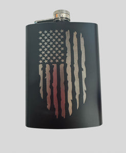 8oz Laser Engraved Flask | American Flag | Patriotic | Gift for Him