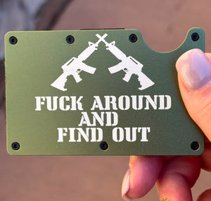 Custom Engraved Slim Wallet | Engraved Wallet | Fuck Around and Find Out AR15 | Gift for Best Man | Birthday | Custom  | Card Wallet | Metal Wall