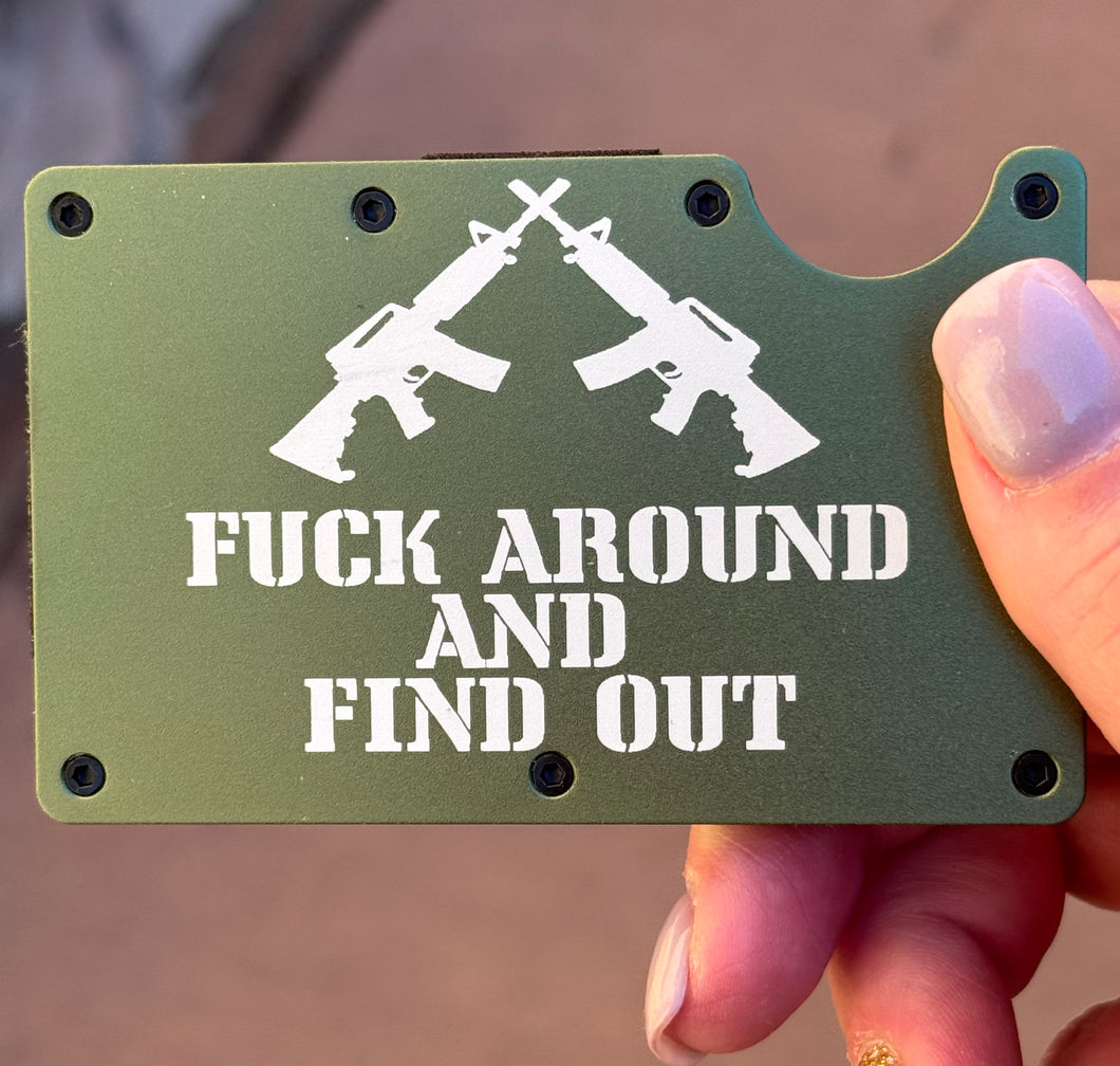 Custom Engraved Slim Wallet | Engraved Wallet | Fuck Around and Find Out AR15 | Gift for Best Man | Birthday | Custom  | Card Wallet | Metal Wall