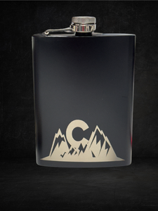 8oz Laser Engraved Flask | Colorado with Mountains | Gift for Him