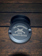 Load image into Gallery viewer, Nicotine Pouch Tin | Snus Tin | 2nd Amendment | God, Guns, Guts| Aluminum Travel Tin
