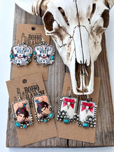 Load image into Gallery viewer, Western Style Pendant with Turquoise Stone Drop Earrings
