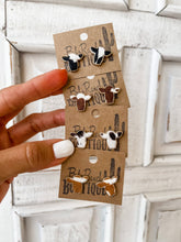 Load image into Gallery viewer, Steer Head Cowhead Cowhide Stud Earrings
