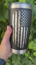 Load and play video in Gallery viewer, 20oz Laser Engraved Tumbler | Distressed American Flag | USA | Custom Tumbler | Personalized
