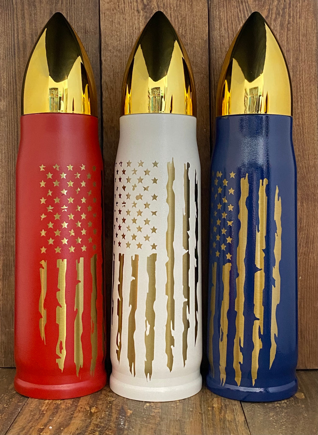 American Flag Powder Coated Bullet Thermos